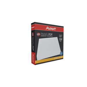 Painel Led Sobrepor Quadrado 22 Cm 18W 3000K Bivolt Avant