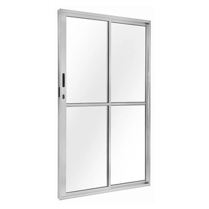 Porta De Alumínio Natural Vidro Liso Balcão (AxL) 210x160 Cm 2 Folhas White Quality/Prime