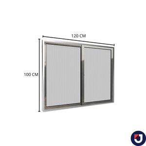 Janela De Alumínio Natural 2 Folhas 100x120 Cm (AXL) Com Vidro Canelado Quality/Prime