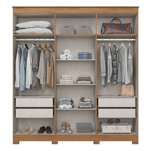 Guarda Roupa Casal Léster 6 Portas Nature Off White Henn Móveis