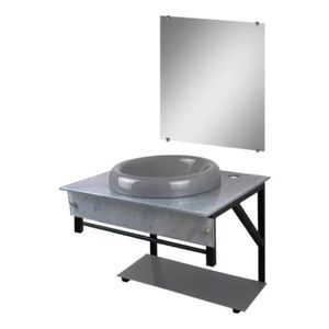 Kit Gabinete Banheiro de Vidro 50x40 Cm Arkansas Cimento Vmex