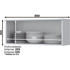 Armário Aéreo 1 Porta Basculante Branco 80 Cm Henn Móveis