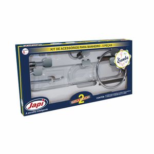 Kit Acessórios Para Banheiro Samba Quadrado Cromado 5 Peças Japi