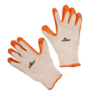 Luva de Malha Banhada Látex Tamanho G Laranja Worker