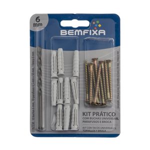 Kit Prático Broca+Parafuso 4,5x50 mm+Bucha Bemfixa