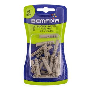 Bucha De Nylon Com Anel 6 Mm 20 Unidades Bemfixa