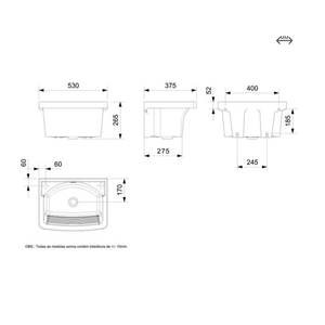 Tanque Pequeno Suspenso 530x375 Mm Branco Celite