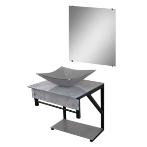 Kit Gabinete Banheiro de Vidro Orlando Cimento 40x40 Cm Vmex