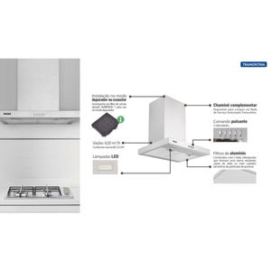 Coifa de Parede New Dritta Wall Aço Inox 60 Cm 127V Tramontina