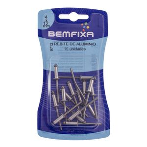 Rebite de Alumínio 4,0x12 Mm 15 Unidades Bemfixa