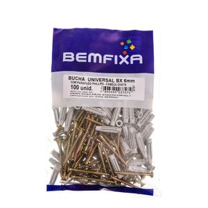 Parafuso Philips Cabeça Chata Com Bucha de 6 Mm 100 Unidades Bemfixa