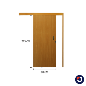 Kit Porta HDF Correr Mogno 215x80 Cm (AXL) MGM Esquadrias
