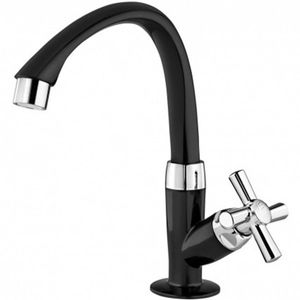 Torneira de Bancada Cross ABS Bica Alta Móvel Preta Cromada 1/2" Tigre