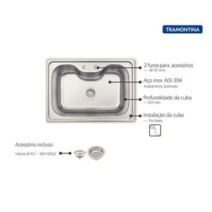 Cuba Inox Morgana 69x49 Cm Tramontina