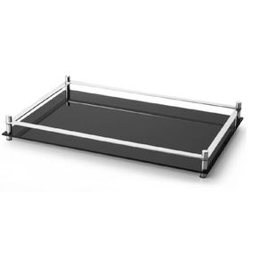 Bandeja Decorativa Aparador Preto de Vidro Perolizado 45x30 Cm Forma