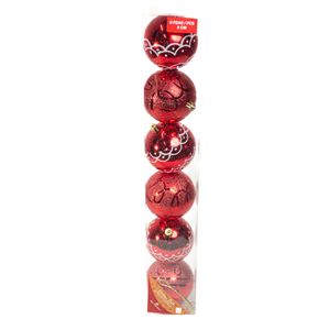 Bolas Natalinas 6 Unidades 8 Cm Misto Vermelho Dora