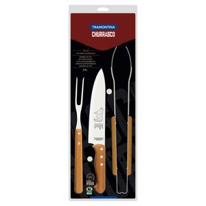 Jogo Para Churrasco 3 Peças Inox Tramontina