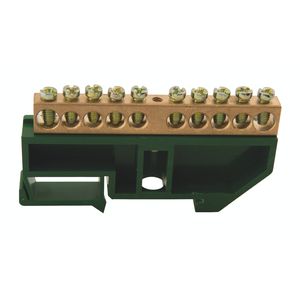 Barramento Terra DIN 10 Ligações Com Suporte Verde Tramontina