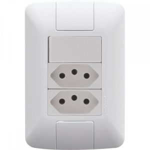 Conjunto 4x2 com 1 Interruptor Simples 6A 250V e 2 Tomadas 2P+T 20A 250V Aria Branco Tramontina