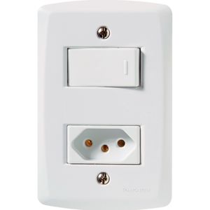 Conjunto Lux2 4x2 Interruptor Simples E Tomada Com Placa 10A Tramontina