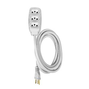 Extensão Redonda 3 Vias 20A 250V Branco 3 Metros Ilumi