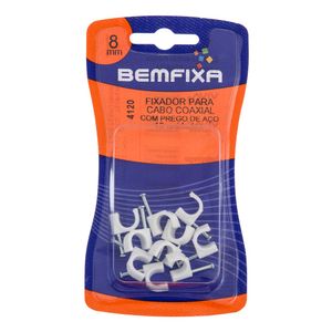Fixa Cabo Coaxial 8 Mm Branco 10 Unidades Bemfixa