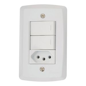 Conjunto 4x2 com 2 Interruptores Simples 10A 250V e 1 Tomada 2P+T 20A 250V Lux2 Branco Tramontina