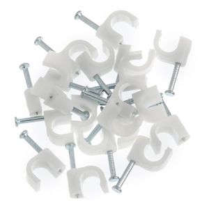 Fixa Cabo Coaxial 6 Mm Branco 20 Unidades Bemfixa