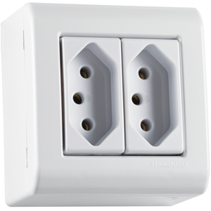 Caixa de Sobrepor Com 2 Tomadas 2P+T 20A 250V LizFlex Branca Tramontina