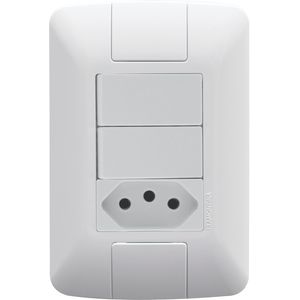 Interruptor 4x2 2 Teclas Com Tomada 10A Aria Branco 57241/073 Tramontina