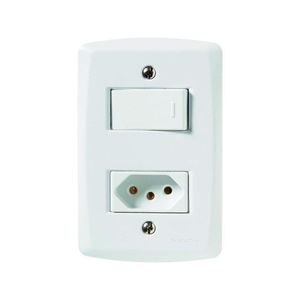 Interruptor Lux2 1Tecla Simples+Tomada 2P+T 20A Com Placa Branco Tramontina