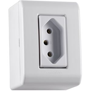Caixa De Sobrepor Com 1 Tomada 2 Polos+Terra 20 A 250 V  LizFlex Branca Tramontina