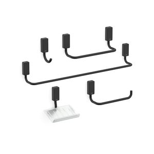 Kit Acessórios Para Banheiro 5 Peças One Preto Celite