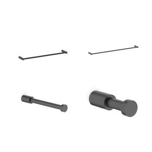 Kit Acessórios Para Banheiro 4 Peças Flow Preto Matte Celite