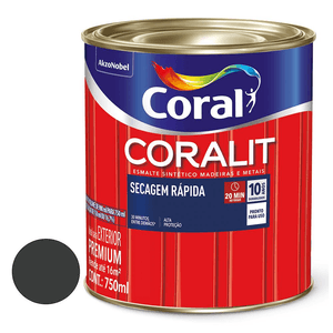 Tinta Esmalte Coralit Secagem Rápida Brilhante Preto 750 Ml Coral