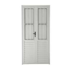 Porta Alumínio Branco 2 Folhas Postigo Duplo Vidro Liso 210x120 Cm (AXL) Quality Esquadria