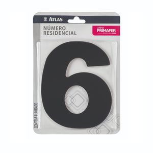 Número Para Casa Com Adesivo N°6 Acm Preto Primafer