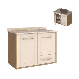 Gabinete Petúnia e Mármore 80cm Areia Cozimax