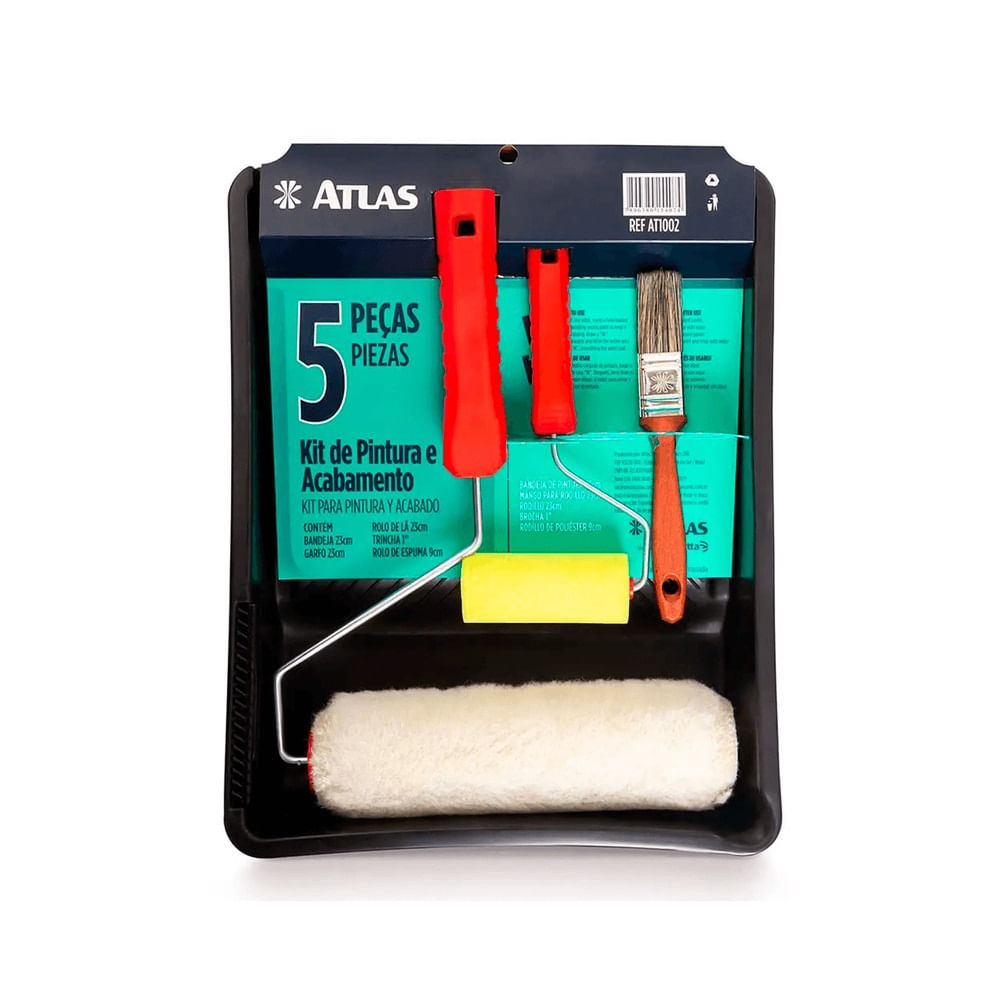KIT P/PINTURA 5PCS BAND+ROLO+CABO+ROLO+PINCEL AT1002