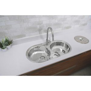 Cuba Dupla Redonda Inox 84x44cm Alto Brilho Válvula De 3 1/2 94035/207 Tramontina