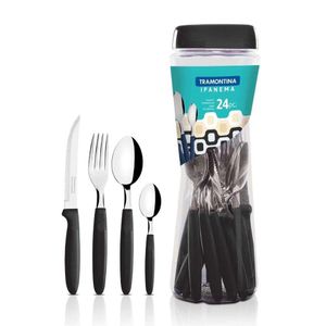 Conjunto de Talheres Ipanema 24 Peças Preto Tramontina
