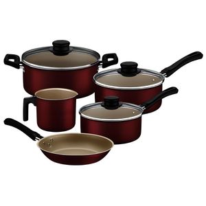 Jogo de Panelas Antiaderente Caribe Vermelho 5 Peças Tramontina