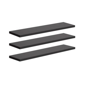 Kit 3 Prateleiras Retas Decorare Parede Preto 1,5x10x40 Cm Pratik